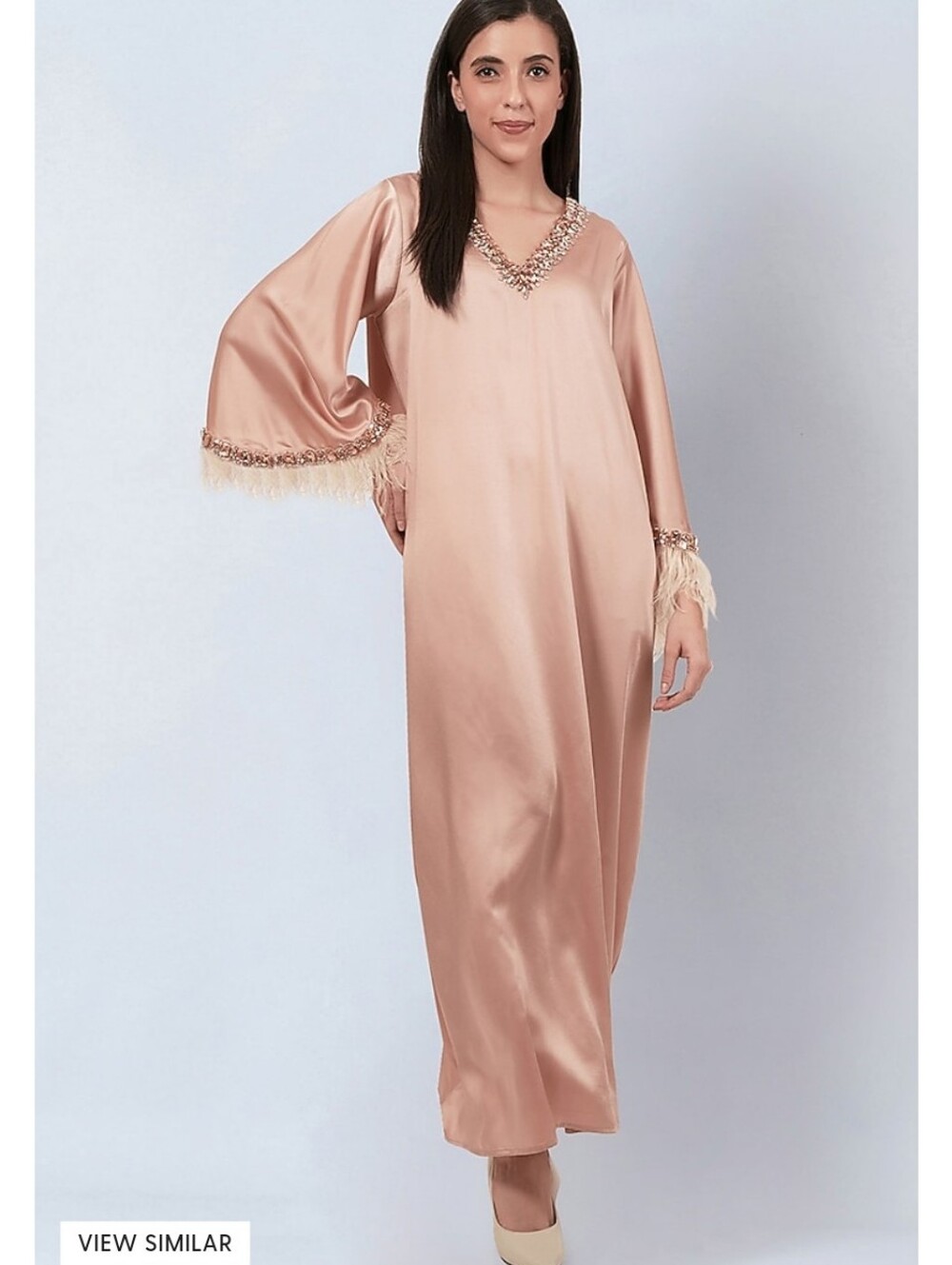 Elegant Satin Caftan gown in Blush Pink